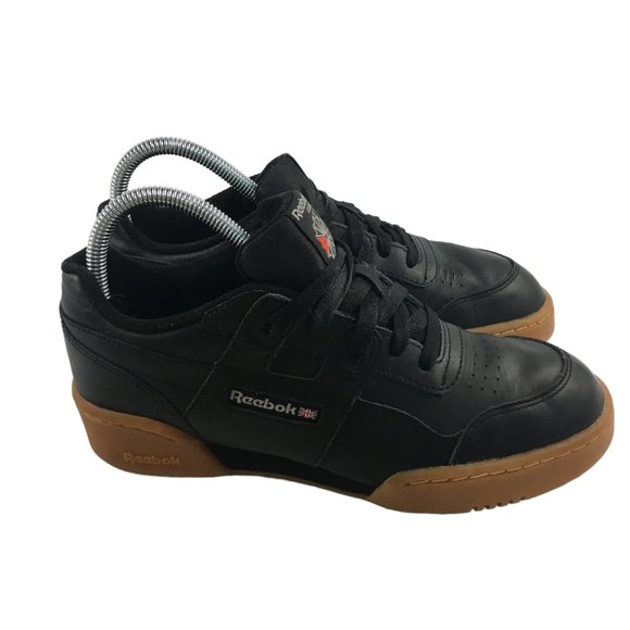 REEBOK CLASSIC WORKOUT BLACK LEATHER GUM SOLE SHOE MENS SIZE 5 - Picture 3 of 8